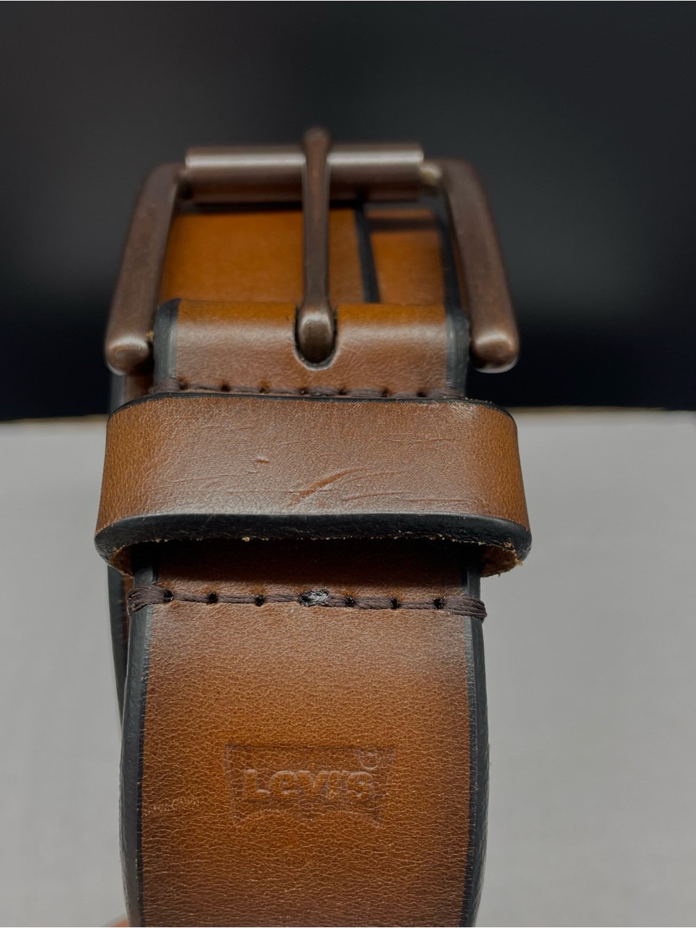 Levi's Brown Leather Belt with Brass Buckle, Sz 36